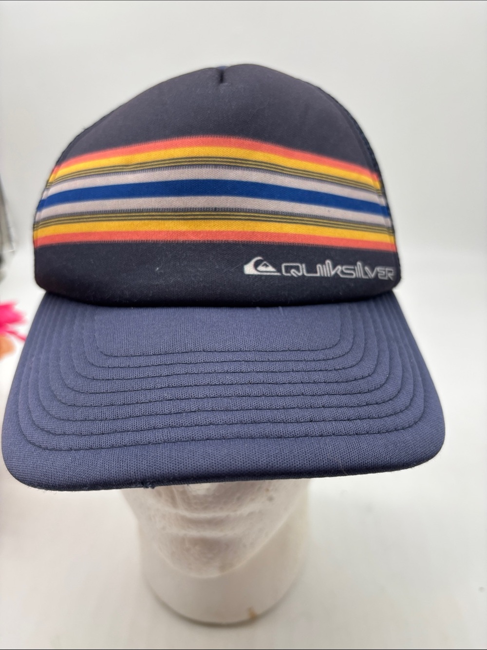 Quiksilver Navy Hat with Yellow, Red & Blue Stripes